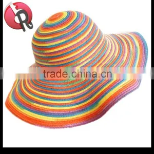 Clorful Rainbow Foldable 100% Paper Straw Braid Hat thumbnail-1