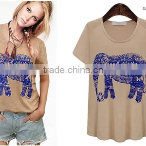 OEM Fashion 2015 Cheap Women Tshirts Custom Printing Short Sleeves Round Neck Summer Casual Tshirt Women Cotton Tshirt thumbnail-2