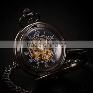 KS Skeleton Dial Hand Wind Analog Men Mechanical Pocket FOB Watch thumbnail-5