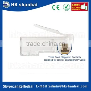 Hot Sale High Quality 100 Pcs 50 Micron Gold-plated Contacts AWG Stranded UTP Cable 8P8C Cat 6 Rj45 Modular Plugs thumbnail-2