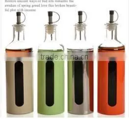 Glass Oil Vinegar Set Oil Vinegar Bottle With Metal Coating 4 Colors thumbnail-2