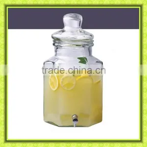 Hexangular Glass Beverage Dispenser With Stainess Steel Tap thumbnail-1