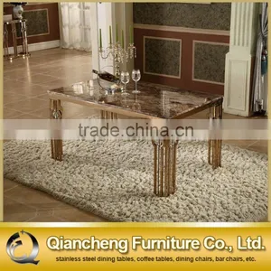 Rose Gold and Marble Dining Table Set Stainless Steel Furniture thumbnail-3