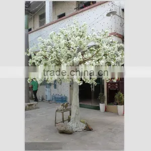 Full Blossom Artificial Silk Flower Cherry Tree With Real Tree Trunk thumbnail-1
