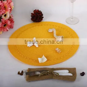 Round Woven PP Tablemats/mats/bright YELLOW Mat thumbnail-1