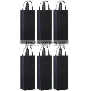 Reusable Gift Bag, Single Bottle Wine Tote , Black,(TM-W1301) thumbnail-1