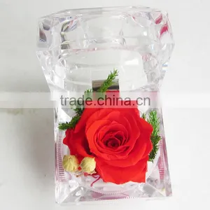Fashionable And Natural Real Rose Preserved Flowers Wholesale With Acrylic Ring Box Decoration thumbnail-3