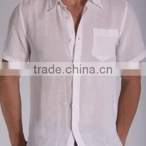 White Man Linen Short Sleeve Shirts Mens Casual Linen Shirts thumbnail-1
