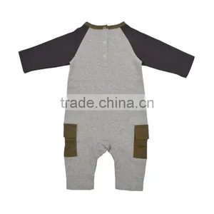 Cute Rugby Applique Boy's Romper Jumpsuits Organic Knit Baby Romper thumbnail-2