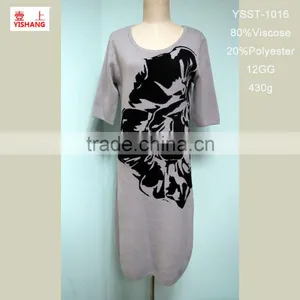 Jacquard Big Flower Sweater 80%Viscose 20%Polyester Design for Women Sweater in the Autumn thumbnail-1