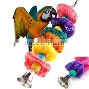 Newest Colorful Loofah Sponge Pet Bird Parrot Cage Macaw Cockatoo Cockatiel Conure Handmade Toy Plant Fibre Parrot Chew Toy thumbnail-6