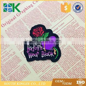 Cartoon Clothes Patch Computer Embroidery Iron on Sew on Rose Appliques Bad Girl Wear Black thumbnail-1