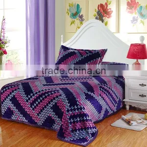 Wholesale Leaf Motifs Purple Flannel Blanket thumbnail-1