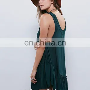 High Quality Deep v Neck Little Black Dress, Woman Sleeveless Mini Dress thumbnail-3