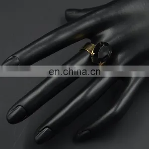 MCR-0007 In Stock Fashion Wedding Wholesale Latest Gold Ring Hearts Designs /black Gemstone Ring thumbnail-2