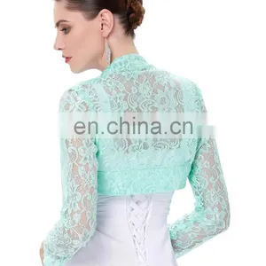 Belle Poque Womens Long Sleeve Cropped Black Lace Shrug Bolero BP000339-1 thumbnail-3