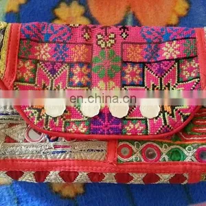 Banjara Coin n Mirror Work Clutch Purse Messenger Bag Vintage India Handicraft thumbnail-1