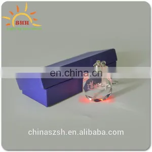 Wholesale Price Engraved 3D Blank Laser Crystal/glass LED Keychain For Wedding Souvenirs thumbnail-6