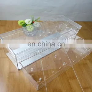Luxury Long Clear Plexiglass Handmade Waterproof Acrylic Flower Box for 27 Roses Display thumbnail-1