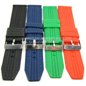 18 20 22 24mm Textured Stitch Silicone Rubber Watch Band Strap thumbnail-3