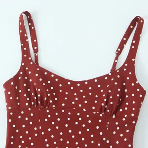 Women's Fashion Slim-Fit Blended Polka Dot Midi Dress thumbnail-2