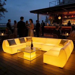 LED PE Plastic Portable Outdoor Commercial Bar Sofa Set With Illuminated Design for Night Club Lounge Modern Furniture thumbnail-3