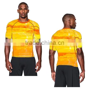 (OEM ODM FACTORY) Mens Compression Wear Polyester Rash Guard thumbnail-2