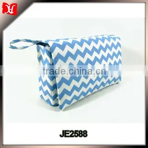 China Factory Personalized 3 in 1 Blue and White Chevron Baby Diaper Bag thumbnail-1