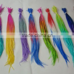 2016 Most Popular Clip-feather Striped Ombre Solid Feather for Hair Extension Feather With Micro Ring Beads Quality Choice thumbnail-3