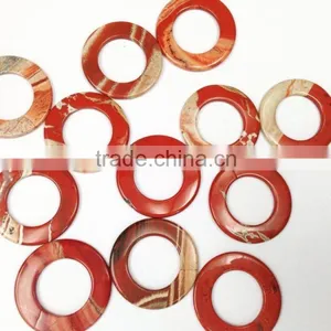 Factory Price 35mm Flat White Rhodonite Red Gemstone Donut Stones Stone Donut Stripping Guide Rings thumbnail-2