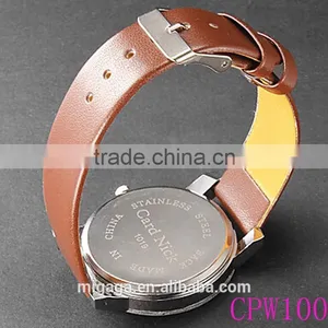 Heart-shape Pattern Round Dial PU Band Quartz Analog Couple Lover Wrist Watch thumbnail-6