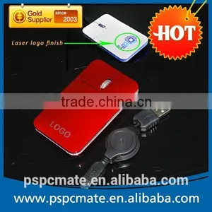 Custom Pocket Mouse Portable Laptop Retractable Slim Flat Pocket Mouse With Light up Logo PS-M0077A for Promotion thumbnail-1