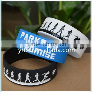 Custom Design Parkour I Promised Silicone Wristband Bracelets for Sport Adult Size 1" Wide thumbnail-1