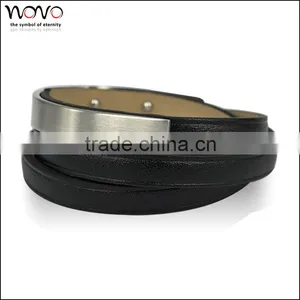 Personalized Leather Wrap Bracelets Stainless Steel Cheap Leather Bracelets Mens Bracelets thumbnail-1