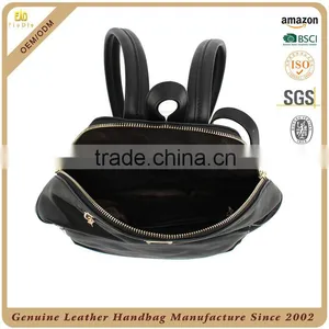 Guangzhou Leather Bag Manufacturer OEM Durable Genuine Leather Backpack With Zippers thumbnail-6