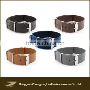 New Arrival Leather Nato Strap With Stainless Steel Buckle Strap , 20 mm is Available thumbnail-1