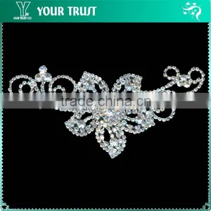 4MM Clear Crystal Rhinestone Garment Clothing Rhodium Metal Pair Buckle thumbnail-6