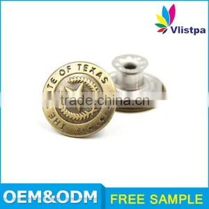 Rose Flower Engraved Wholesale Bulk Jeans Button Fashion Metal Button for Jeans Jackets thumbnail-2