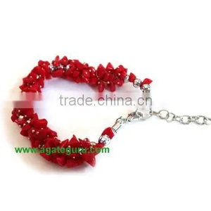 Red Onyx Chips Bracelet : India Chakra Bracelet Wholesaler thumbnail-1