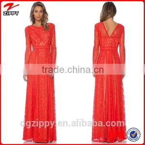 Christmas Gift for Women Long Sleeve Lace Evening Gown thumbnail-1