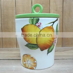 Ecological Ceramic Cookie Canister With Lemon Decal thumbnail-1