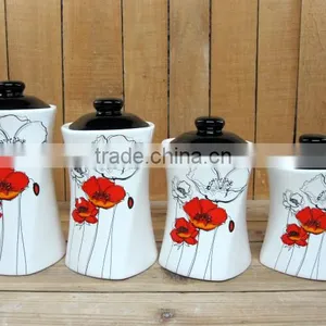 Hot Sale Ceramic Food Spice Storage Jar With Black Lid for Kitchens thumbnail-1