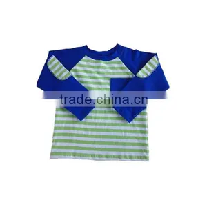 Wholesale 2016 Dark Blue Trim Lime White Striped Long Sleeve/shorts Sleeve Boys Raglan Shirts thumbnail-1