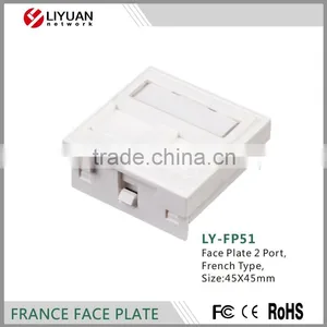LY-FP51 Face Plate 2 Port,French Type 45*45mm White Blank Faceplate Face Plate thumbnail-1