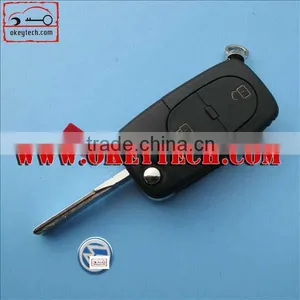 OkeyTech VW 2+panic Button Flip Remote Key Blank(round Key Head) for vw Flip Key for vw Remote Key Case for vw Key Shell thumbnail-1