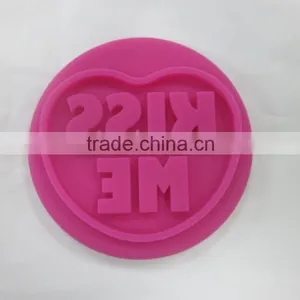 Food Grade Valentine Gift Silicone KISS ME Cookie Stamp With Wooden Handle thumbnail-4