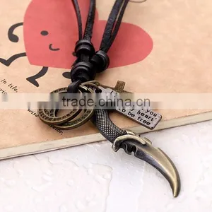 2015 New Fashion N0017 Fashionable Design Mens Leather Necklace Latest Necklace Designs thumbnail-1