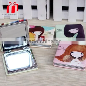 High Quality Heart Shape Folding Pu Makeup Mirror /pocket Mirror For Carpisa thumbnail-1