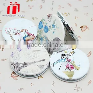 Pu Leather Flower Designs Wholesale Compact Mirror,Makeup Mirror,Round Mirror thumbnail-1