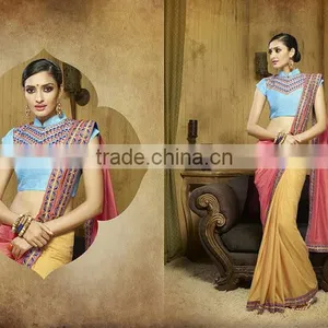 Viscose Red Resham Work Lehenga Saree thumbnail-6